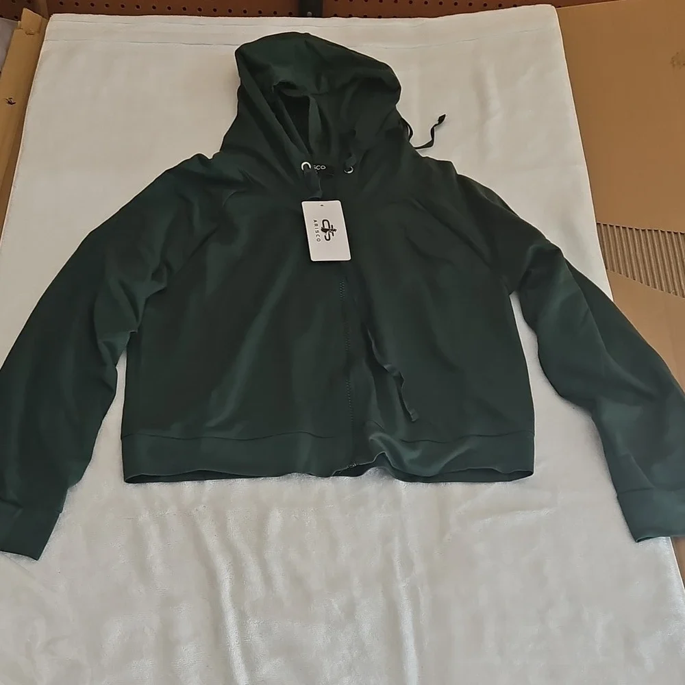 Arisco Women's Dark Green Jacket & Dress Set XXL Long Sleeve Zipper